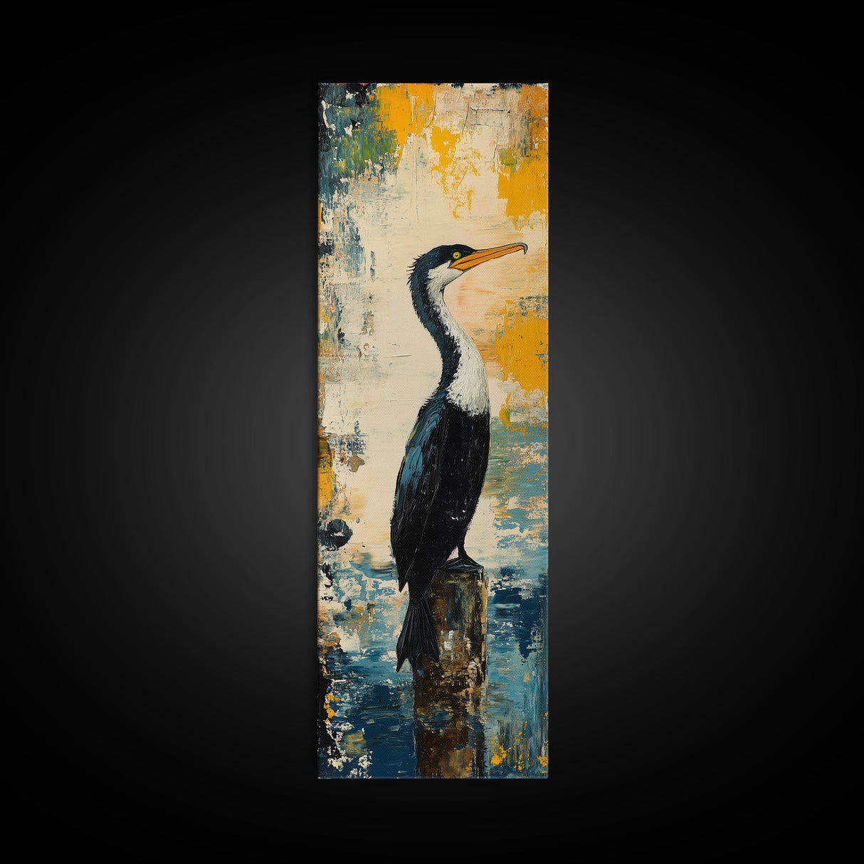 Abstract Bird Art, Coastal Wall Art, Nautical Decor, Bird Art Print, Framed Canvas Print, Rustic Wall Art, Vertical Wall Art
