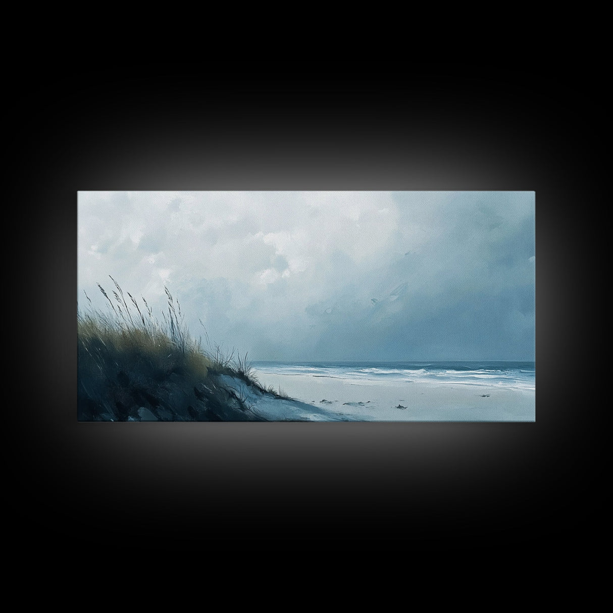 Seascape painting, coastal wall art, framed canvas print, beach painting, nautical decor, extra wide art, panoramic wall art