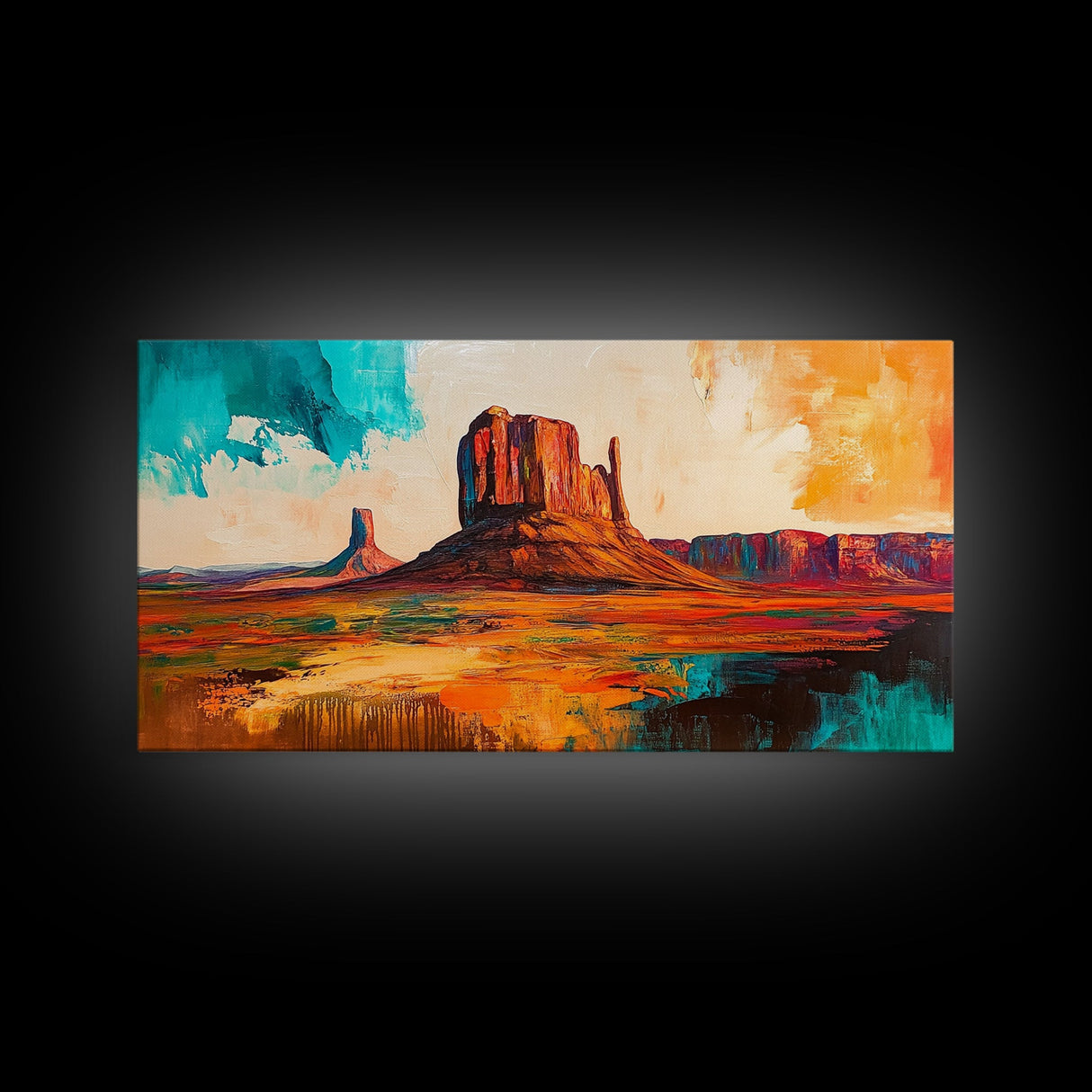 Southwest Landscape, Joshua tree art, desert painting, southwest wall art, framed canvas print, mountain painting, rustic wall art