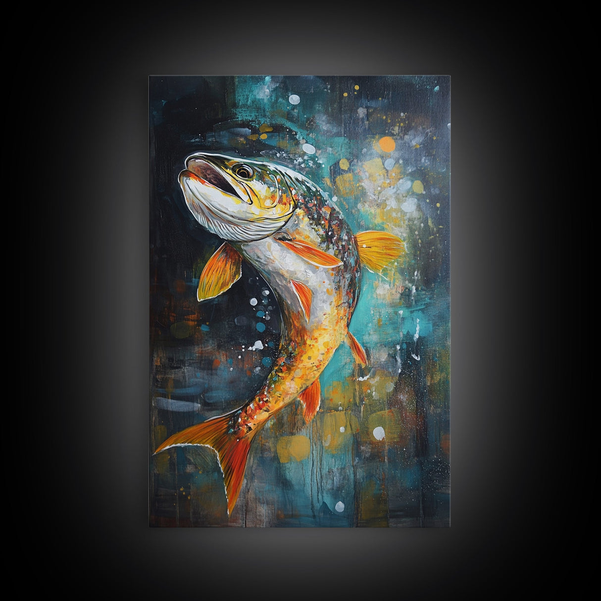 Vibrant Trout Art, Fly Fishing Art, Lake Tahoe Art, Rustic Wall Art, Nature Inspired Decor, Fisherman Gift, Canvas Print