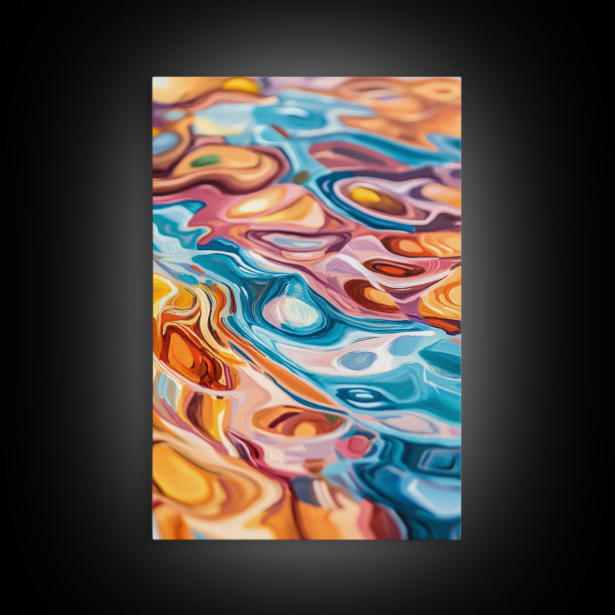 Abstract Swirls, Colorful Wall Art, Canvas Print, Geometric Art, Teal Wall Art, Whimsical Art, Psychedelic Painting, Modern Decor
