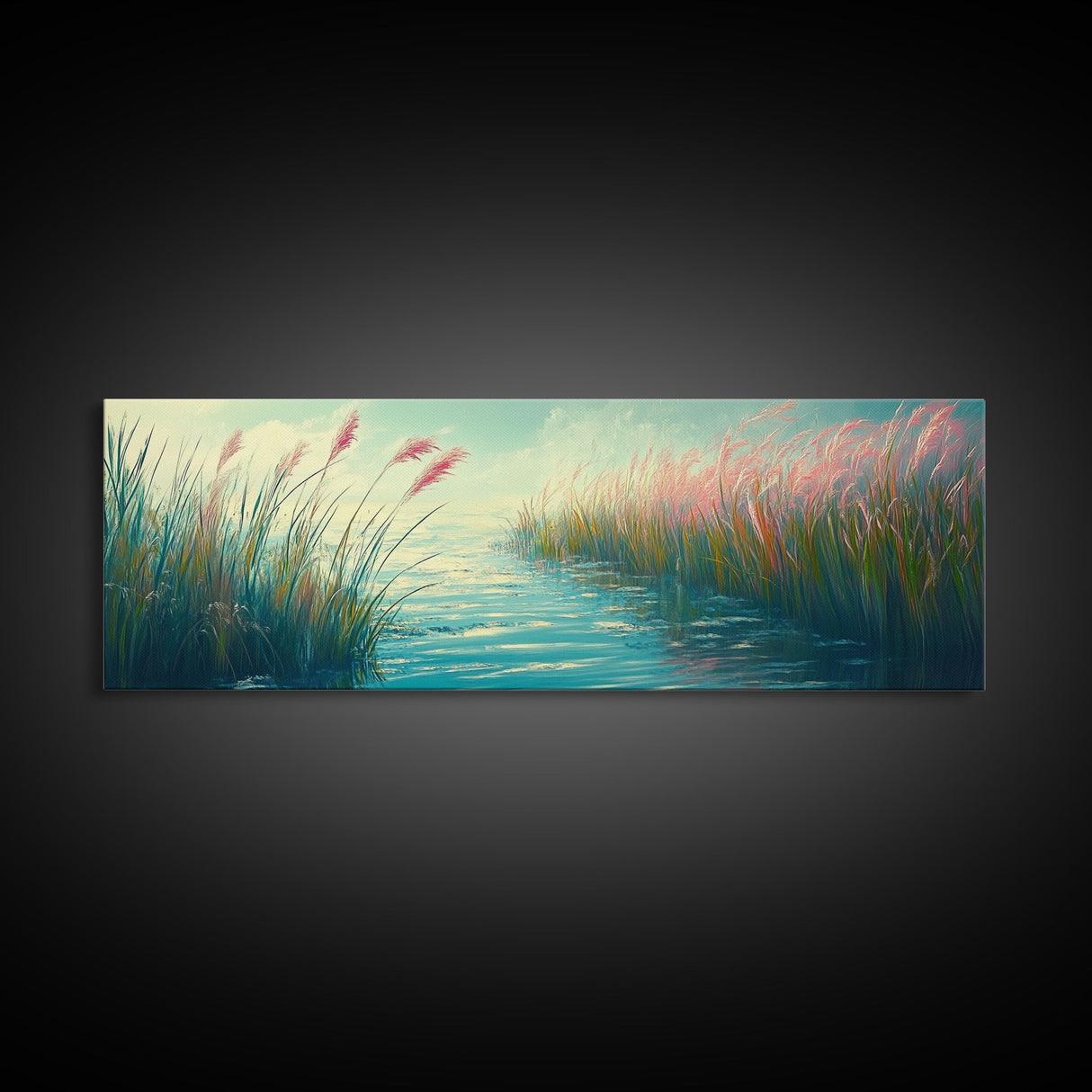Tranquil Marsh Art Canvas Print Coastal Landscape Wall Decor Nature Inspired Painting Pastel Home Accent Bedroom or Bathroom Wall Art