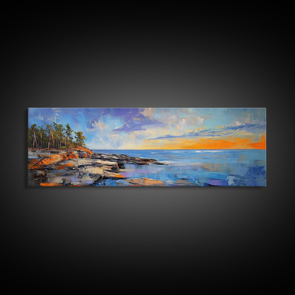 Sunset Coastal Escape Canvas Print, Scenic Ocean Landscape, Nature Wall Art, Beach House Decor, Vibrant Art, Living Room Art