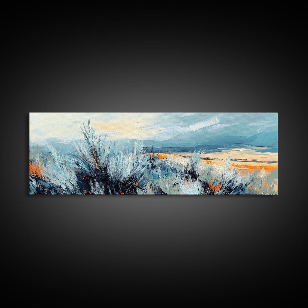 Wild Prairie Landscape Framed Canvas Print Rustic Nature Art, Modern Country Wall Decor, Warm Earth Tone Painting, Farmhouse Style