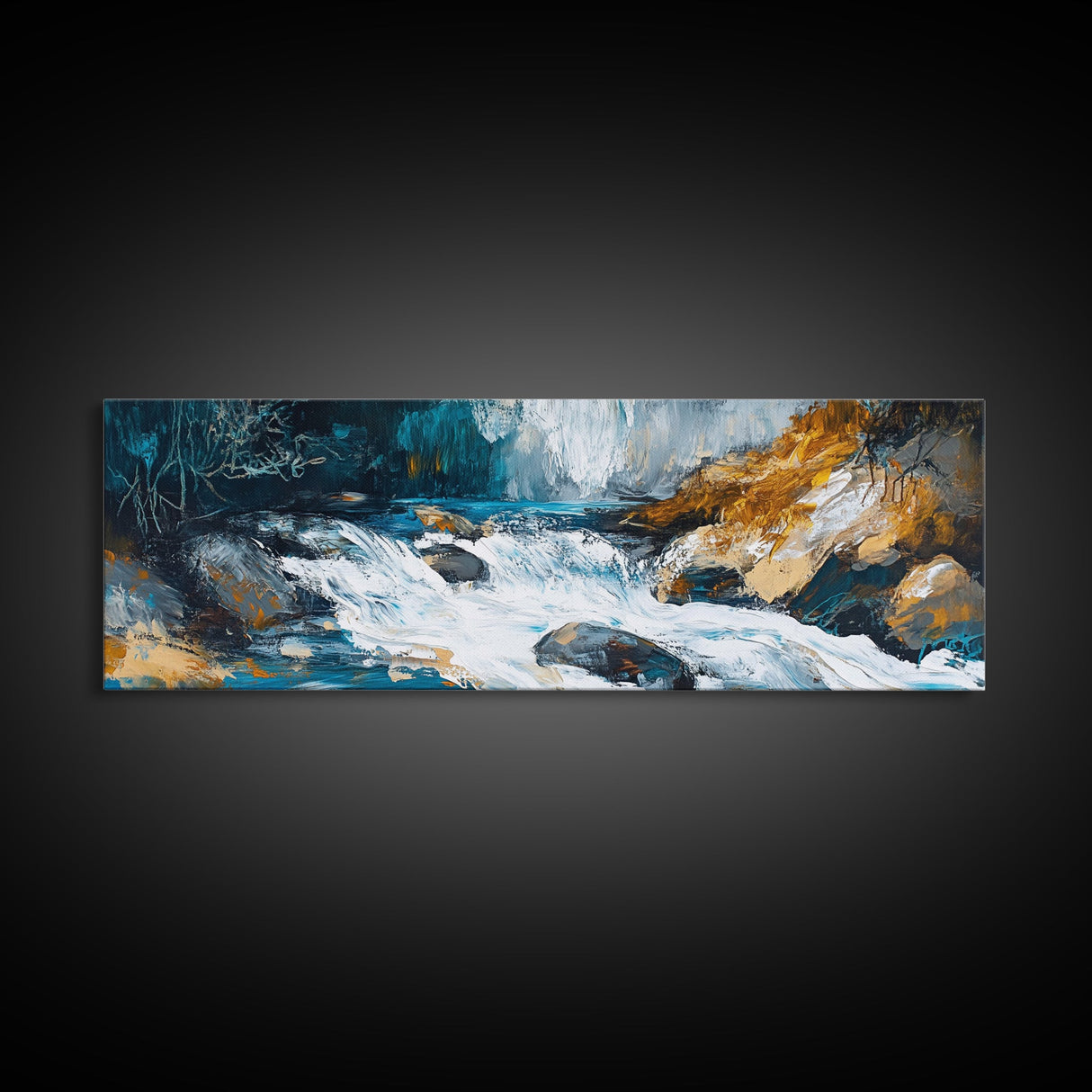 Wild River Rapids Framed Canvas Print Nature Landscape Art Rustic Cabin Wall Decor Adventure Themed Living Room Wall Art