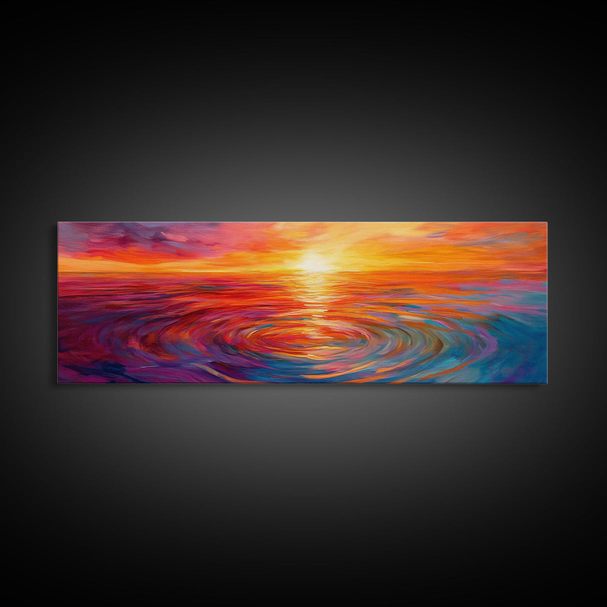 Fiery Sunset, Abstract Seascape Painting, Vibrant Ocean Art, Sunset Glow, Canvas Print, Nautical Home Decor, Bedroom Artwork