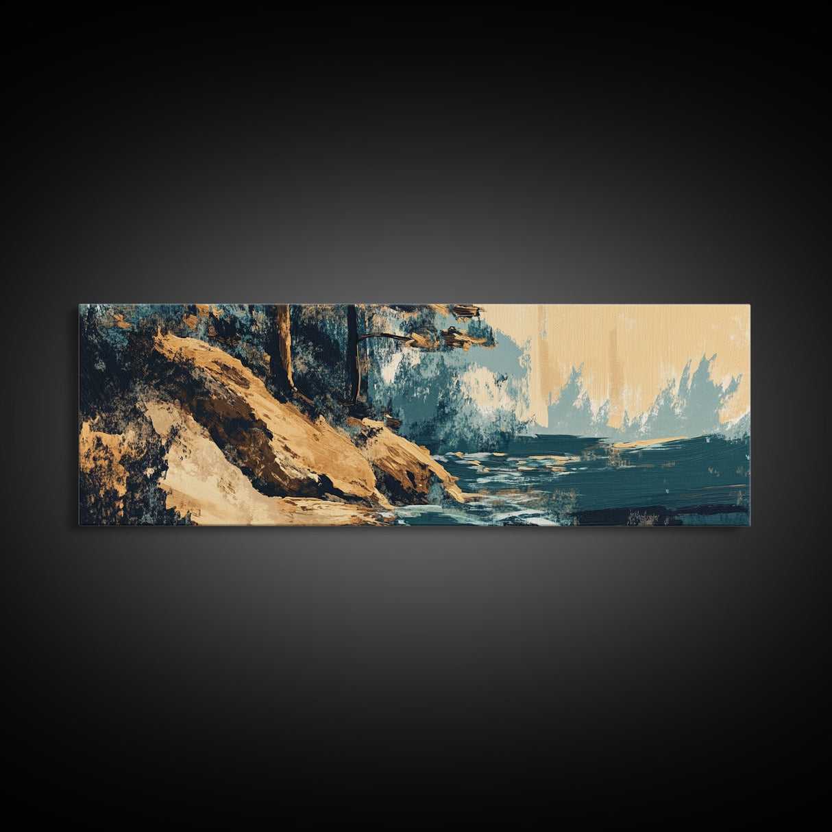 Coastal Landscape, Abstract Seascape, Textured Painting, Framed Canvas Print, Ocean Wall Art, Beach Decor, Living Room Art