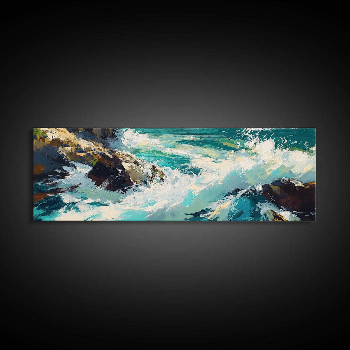 Ocean Waves, Coastal Seascape Art, Beach House Wall Decor, Blue Abstract Painting, Living Room Art, Modern Print, Canvas Print