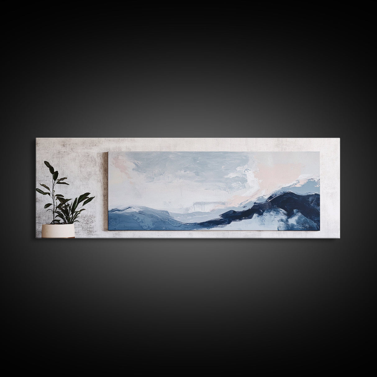 Blue Abstract Waves Canvas Print Minimalist Coastal Wall Art, Serene Seascape Painting, Modern Office or Living Room Decor, Gift Idea