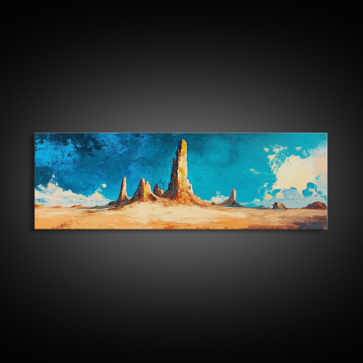 Vibrant Desert Rock Formations Wall Art, Southwest Canyon Painting, Abstract Artwork, Warm Earthy Colors, Living Room Deco