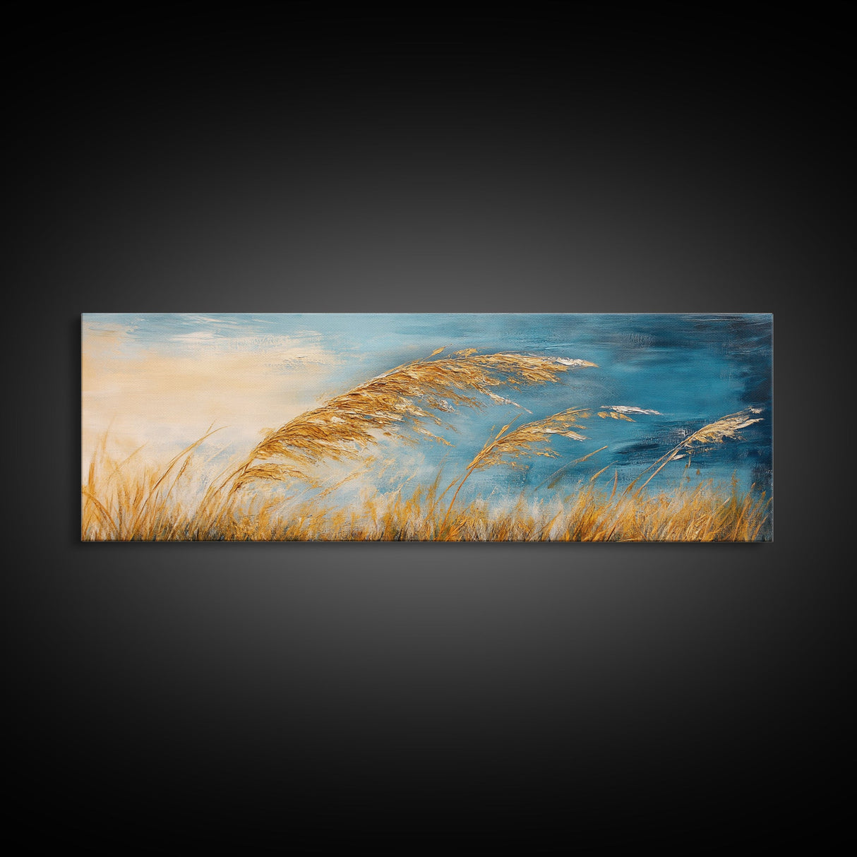 Golden Wheat in the Wind, Rustic Autumn Nature Wall Art, Warm Earthy Landscape Painting, Farmhouse Fall Decor, Cozy Home Artwork