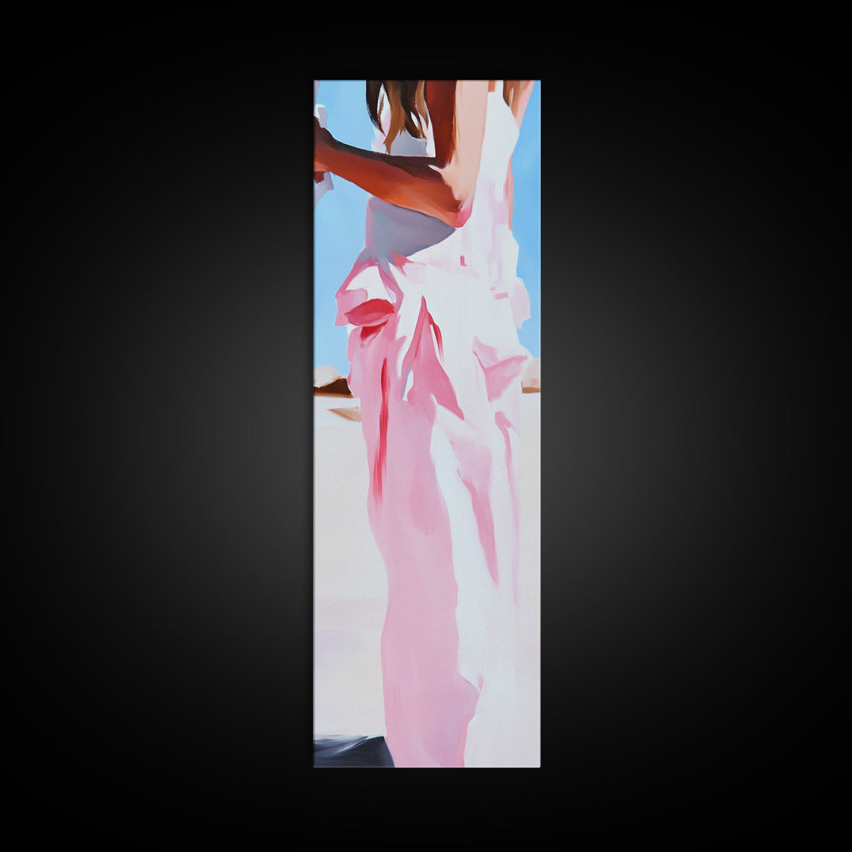 Feminine Dress Art, Elegant Fashion Print, Pastel Aesthetic, Framed Canvas Print, Chic Home Decor, Bedroom Wall Art, Minimalist Style