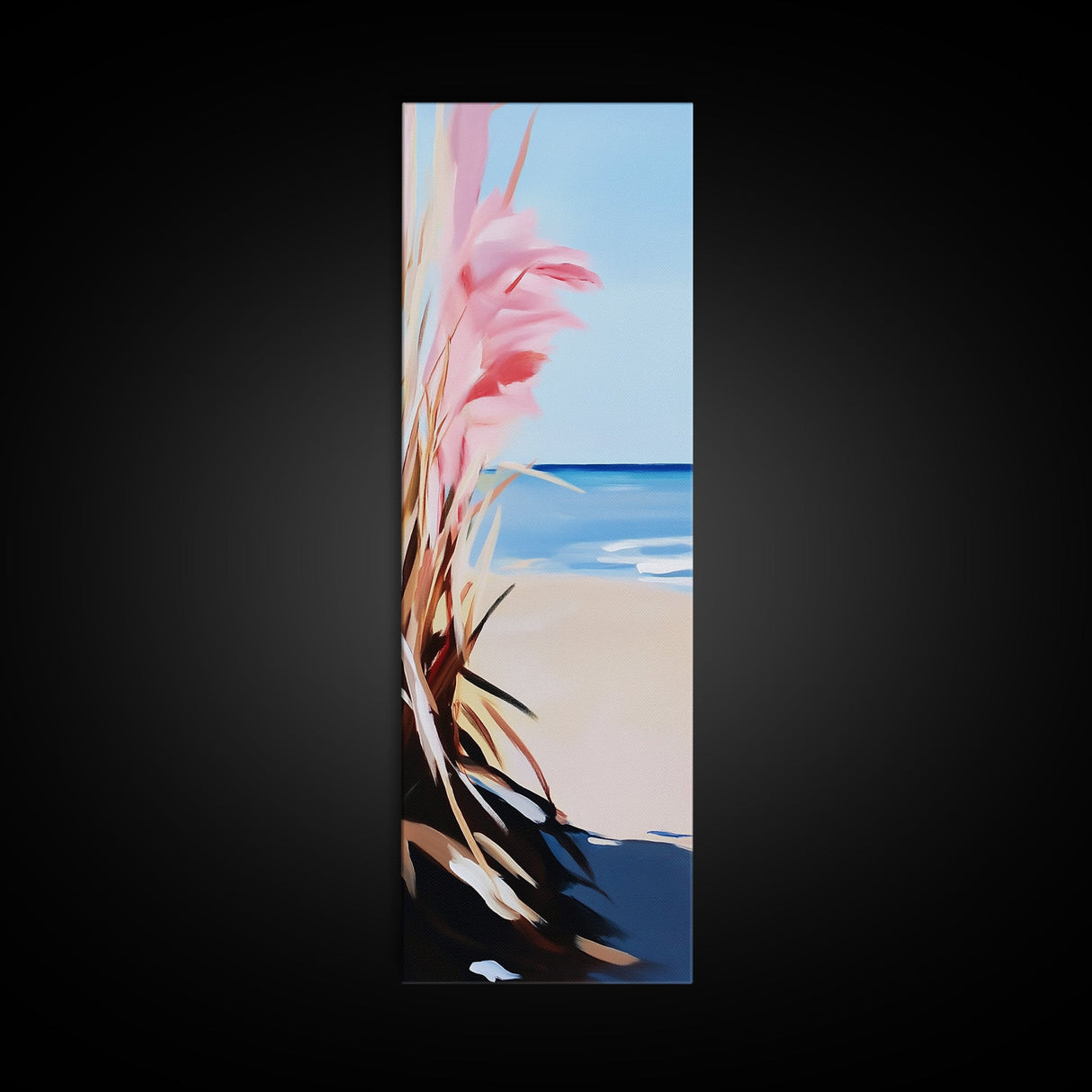 Pampas Grass, Beach View, Coastal Wall Art, Canvas Print, Boho Aesthetic, Neutral Home Decor, Bedroom Art, Modern Minimalist