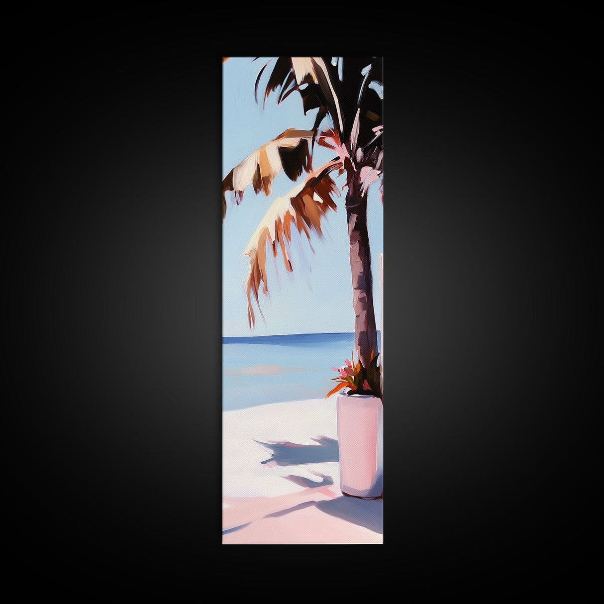 Palm Tree, Tropical, Beachy, Canvas Print, Summer Vibes Wall Art, Coastal Decor, Relaxing Seaside Painting, Minimalist Aesthetic