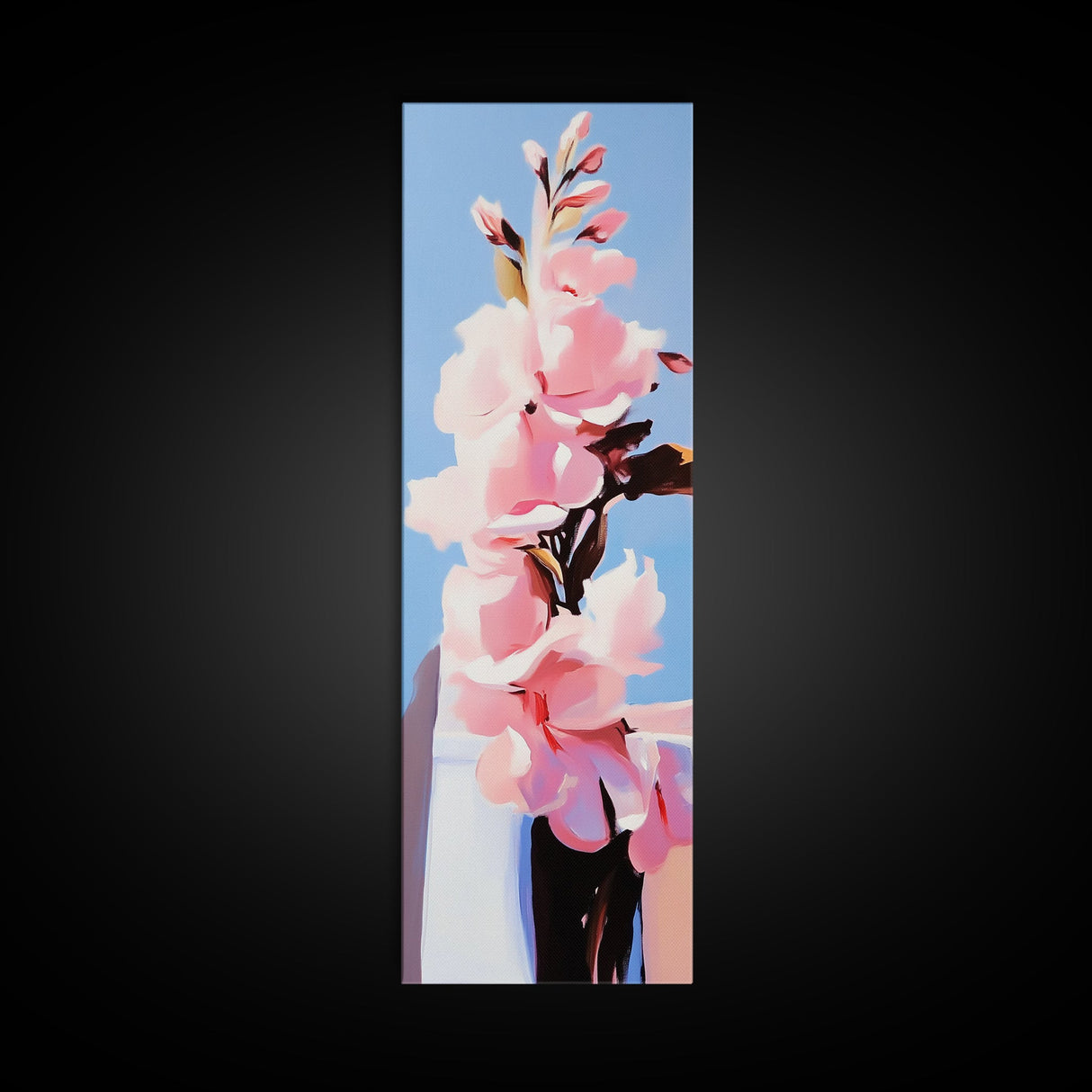 Pink Flowers, Botanical, Blooming Art, Nature Wall Art, Feminine Decor, Modern Floral Painting, Bedroom Aesthetic, Canvas Print