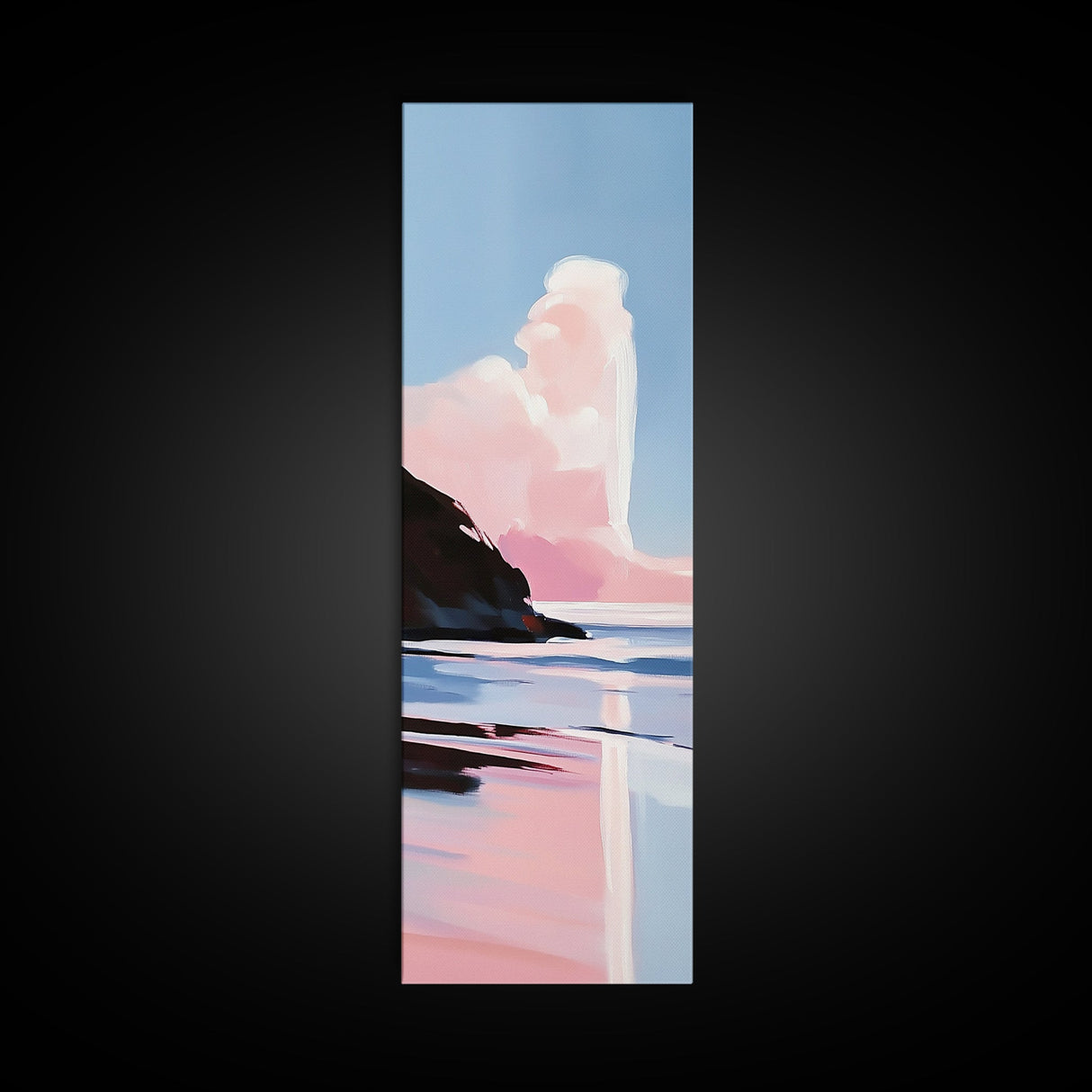 Pink Cloud, Dreamy Landscape, Soft Color Art, Aesthetic Sky, Boho Home Decor, Tranquil Seascape, Bedroom Wall Art, Framed Canvas Print