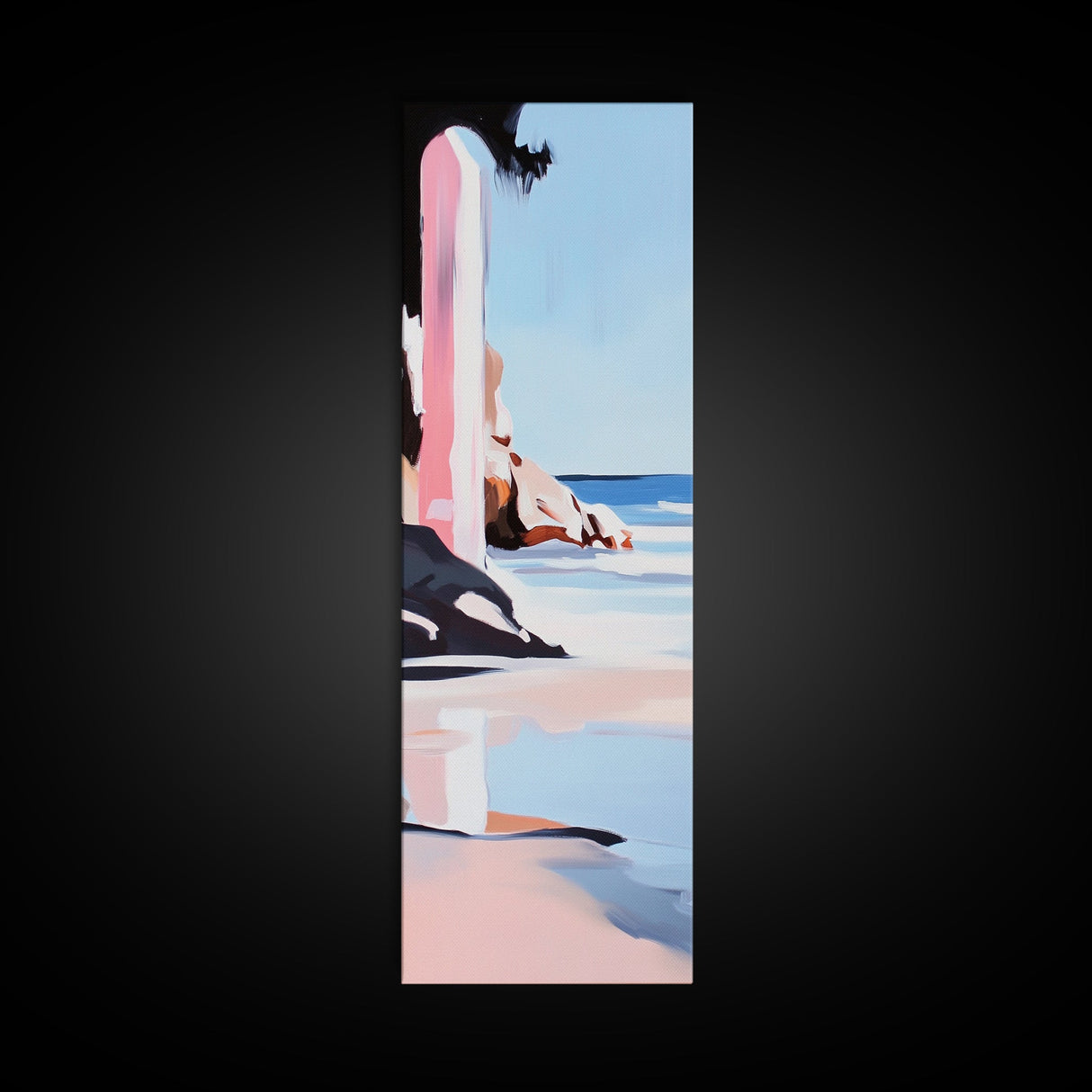 Cliffside, Ocean Horizon, Tranquil Seascape, Minimalist, Soft Pastel, Coastal Aesthetic, Serene Nature, Canvas Print