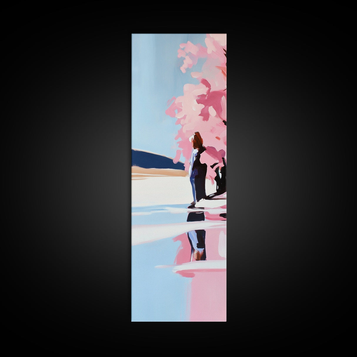 Cherry Blossom, Spring Landscape, Feminine Art, Nature Serenity, Japanese Garden, Pastel Aesthetic, Bedroom Wall Art, Framed Canvas Print