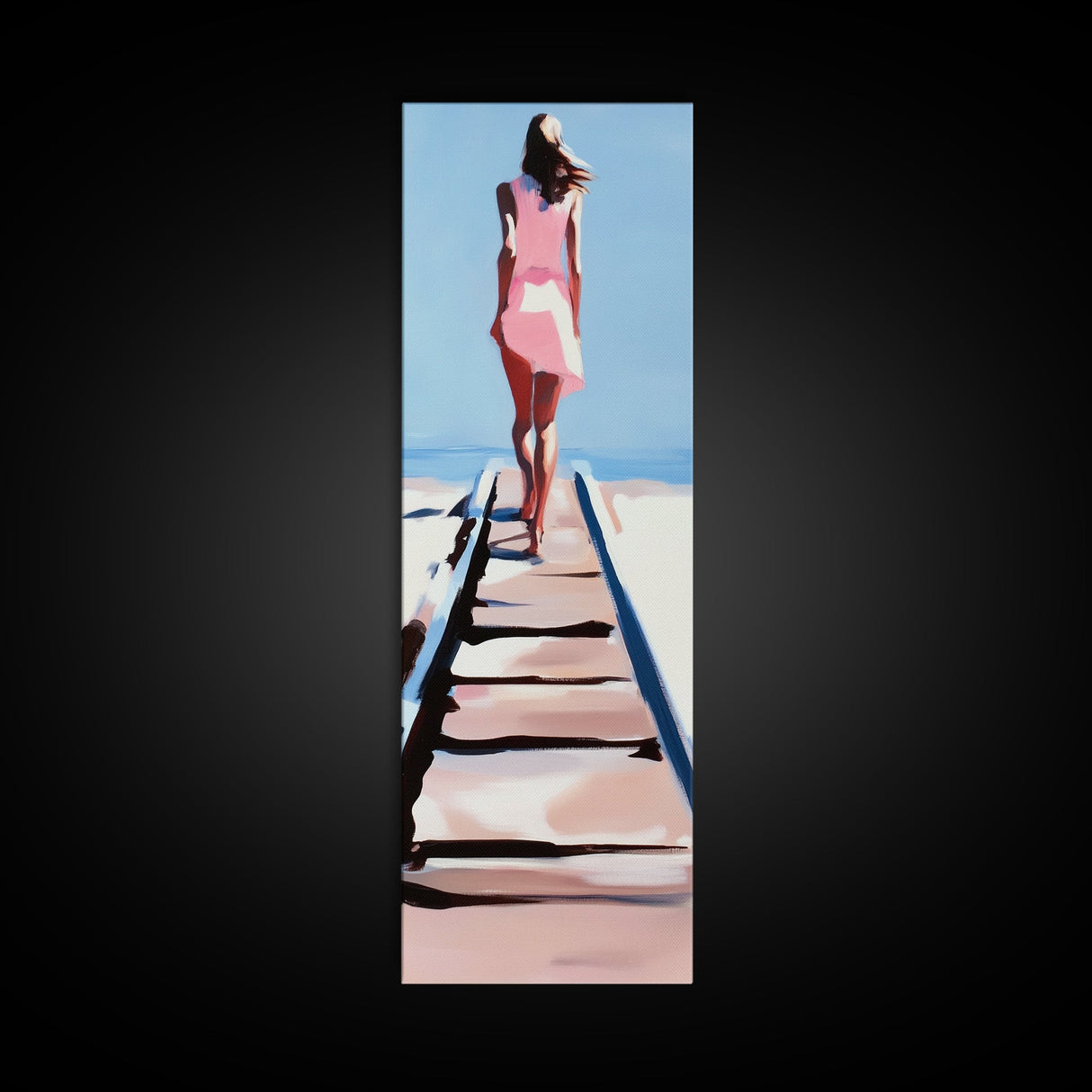 Walk to the Sea, Serene Beach Path, Minimalist Coastal Art, Canvas Print, Ocean Wall Art, Pastel Tones, Relaxing Home Decor