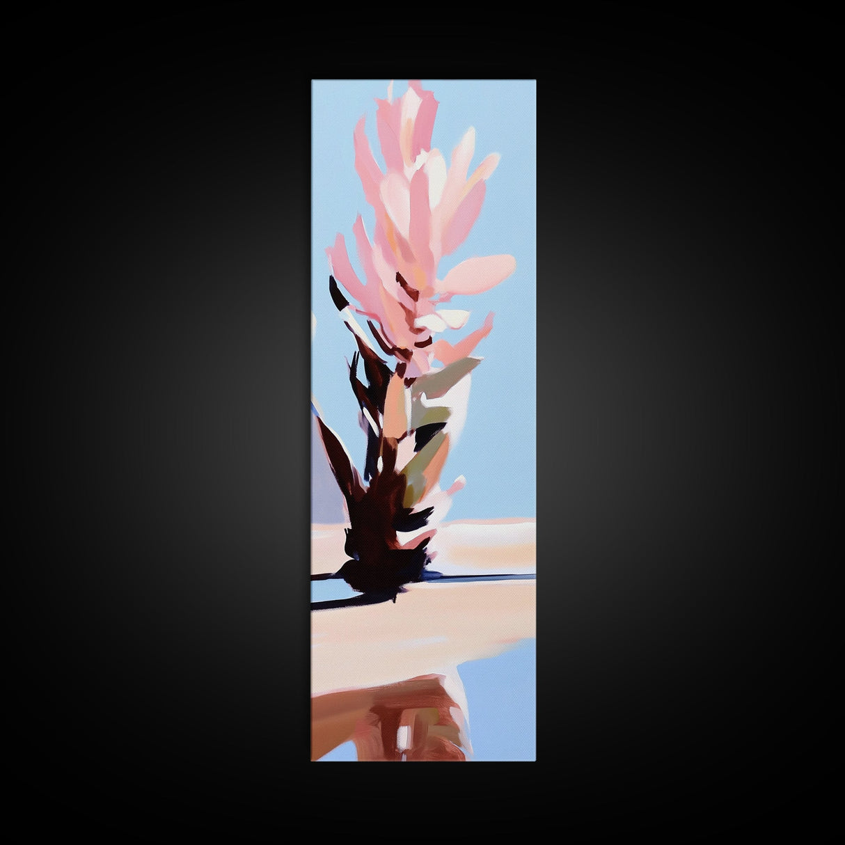 Blooming Beauty, Pastel Floral Art, Feminine Aesthetic, Soft Pink Flowers, Minimalist Botanical Painting, Bedroom Framed Canvas Print