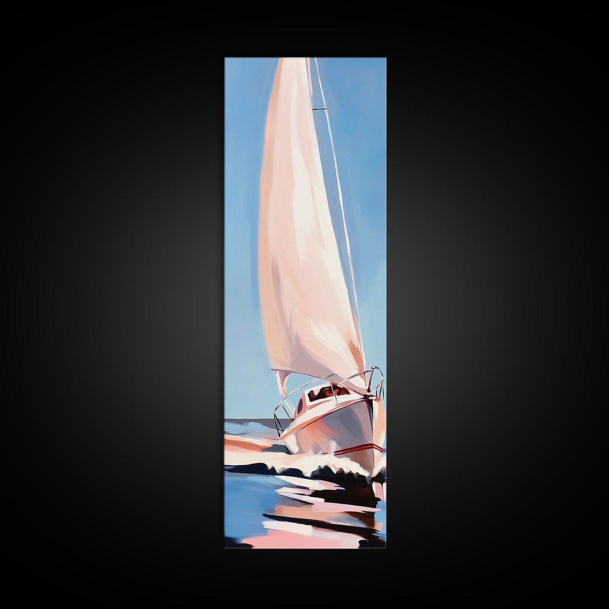 Sailing Dream, Nautical Adventure Art, Soft Pastel Seascape, Elegant Coastal Decor, Minimalist Ocean Scene, Framed Canvas Print