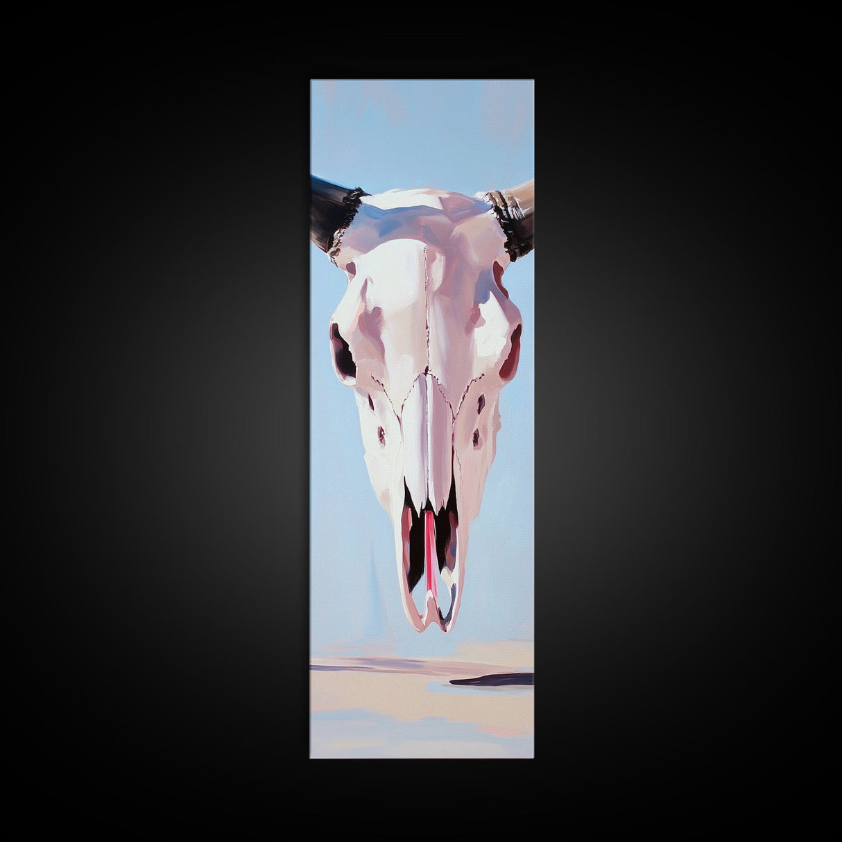 Bull Skull, Western Rustic, Desert Vibes, Framed Canvas Print, Boho Wall Art, Cowboy Aesthetic, Southwest Home Decor, Living Room Accent