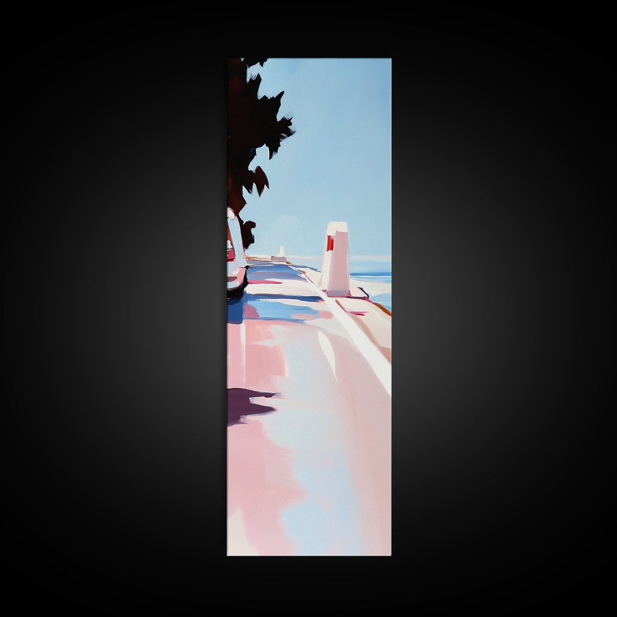 Seaside Walkway, Nautical Wall Art, Coastal Landscape, Canvas Print, Beach House Decor, Ocean Painting, Minimalist Art, Bedroom Wall Art