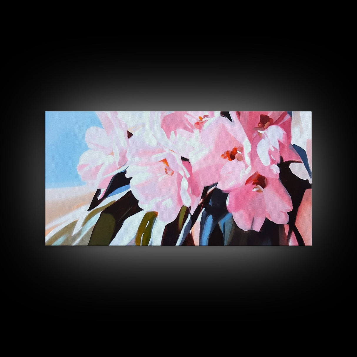 Pink Cherry Blossoms, Floral Wall Art, Romantic Botanical Print, Spring Bloom Decor, Nature-Inspired Aesthetic, Bedroom Framed Canvas Print