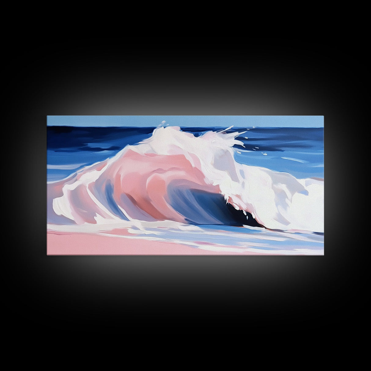 Pink Ocean, Abstract, Canvas Print, Coastal abstract painting, soft pastel waves, modern beach decor, minimalist seascape, tranquil water art
