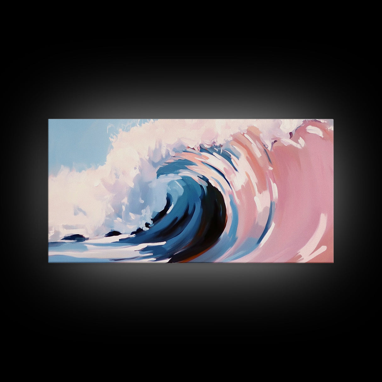 Rolling Surf, Coastal Wall Art, Wave Painting, Ocean Aesthetic, Nautical Decor, Beach House Art, Modern Abstract, Framed Canvas Print