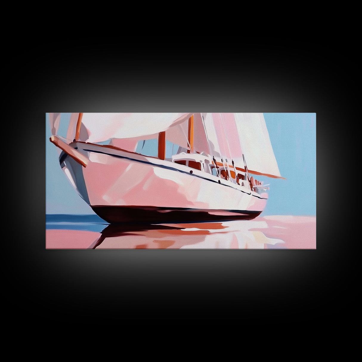 Sailing Boat, Nautical Wall Art, Ocean Reflection Print, Coastal Home Decor, Modern Seascape, Minimalist Living Room, Framed Canvas Print