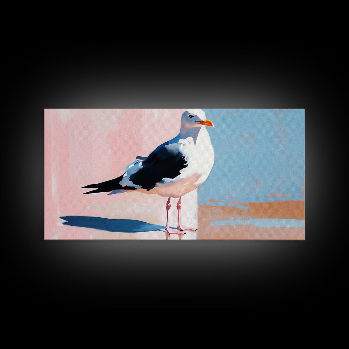Seagull, Coastal, Nautical, Canvas Print, Beach House Wall Art, Nature Inspired, Minimalist Bird Painting, Oceanfront Home Decor
