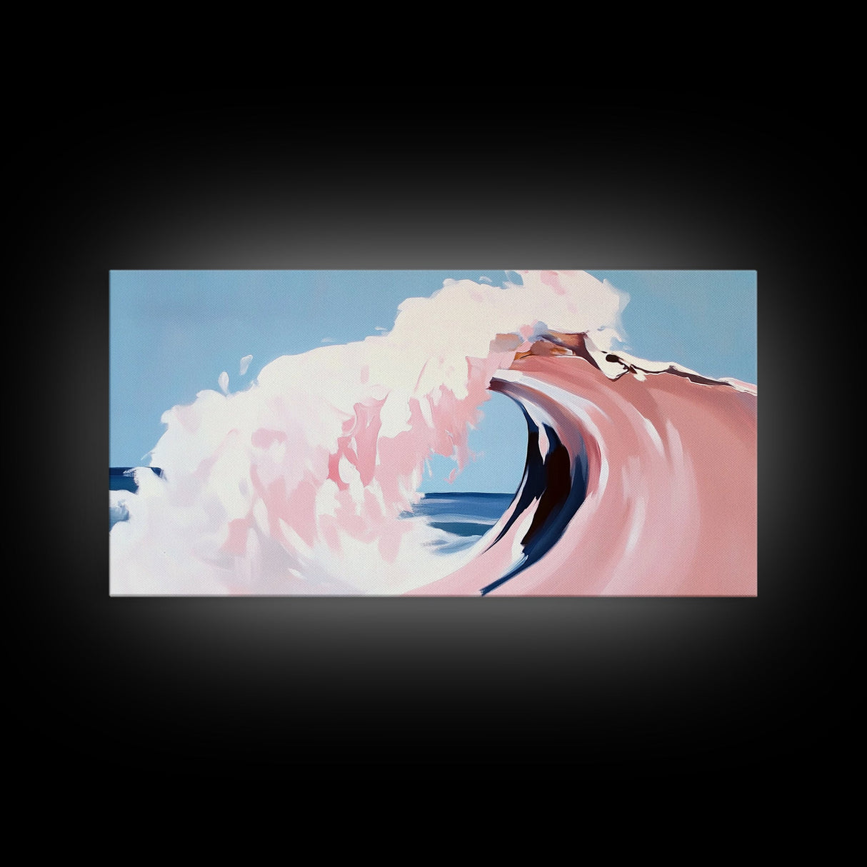 Ocean Wave, Surreal, Pink, Canvas Print, Coastal Wall Art, Dreamy Seascape, Beach House Decor, Modern Minimalist Painting, Unique