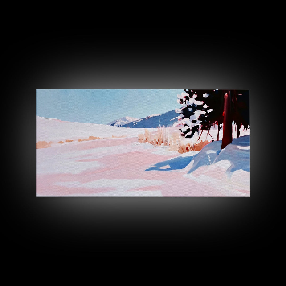 Snowy Landscape, Winter Art, Canvas Print, Christmas Wall Decor, Cozy Home Art, Minimalist Snow Scene, Holiday Art, Cabin Wall Decor