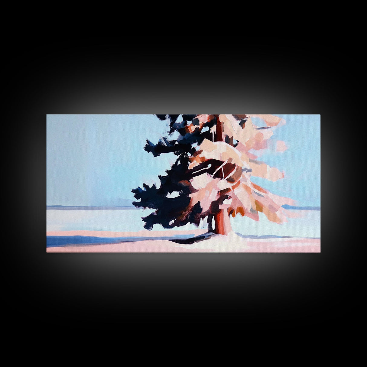 Winter Tree, Snowy Landscape, Framed Canvas Print, Minimalist Nature Art, Serene Wall Decor, Cozy Winter Aesthetic, Modern Wall Art