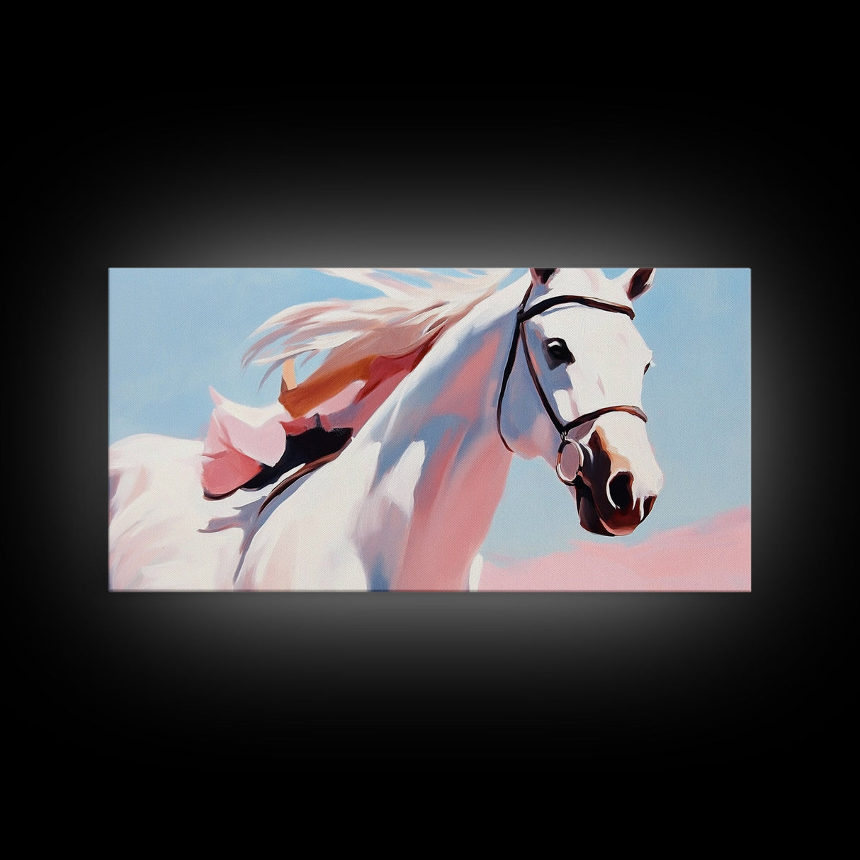 Wild Horse, Equestrian Art, Western Decor, Boho Wall Art, Pastel Painting, Framed Canvas Print, Bedroom Art, Farmhouse Aesthetic