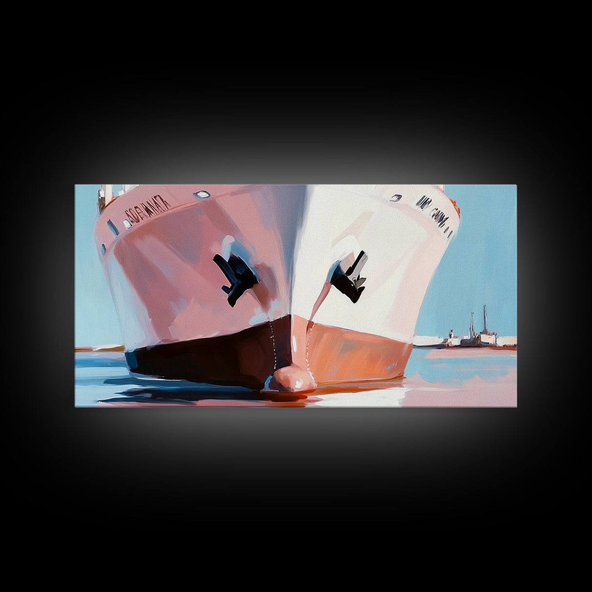 Cargo Ship, Nautical Wall Art, Coastal Decor, Modern Maritime Print, Minimalist Ocean Art, Framed Canvas Print, Office or Living Room Decor