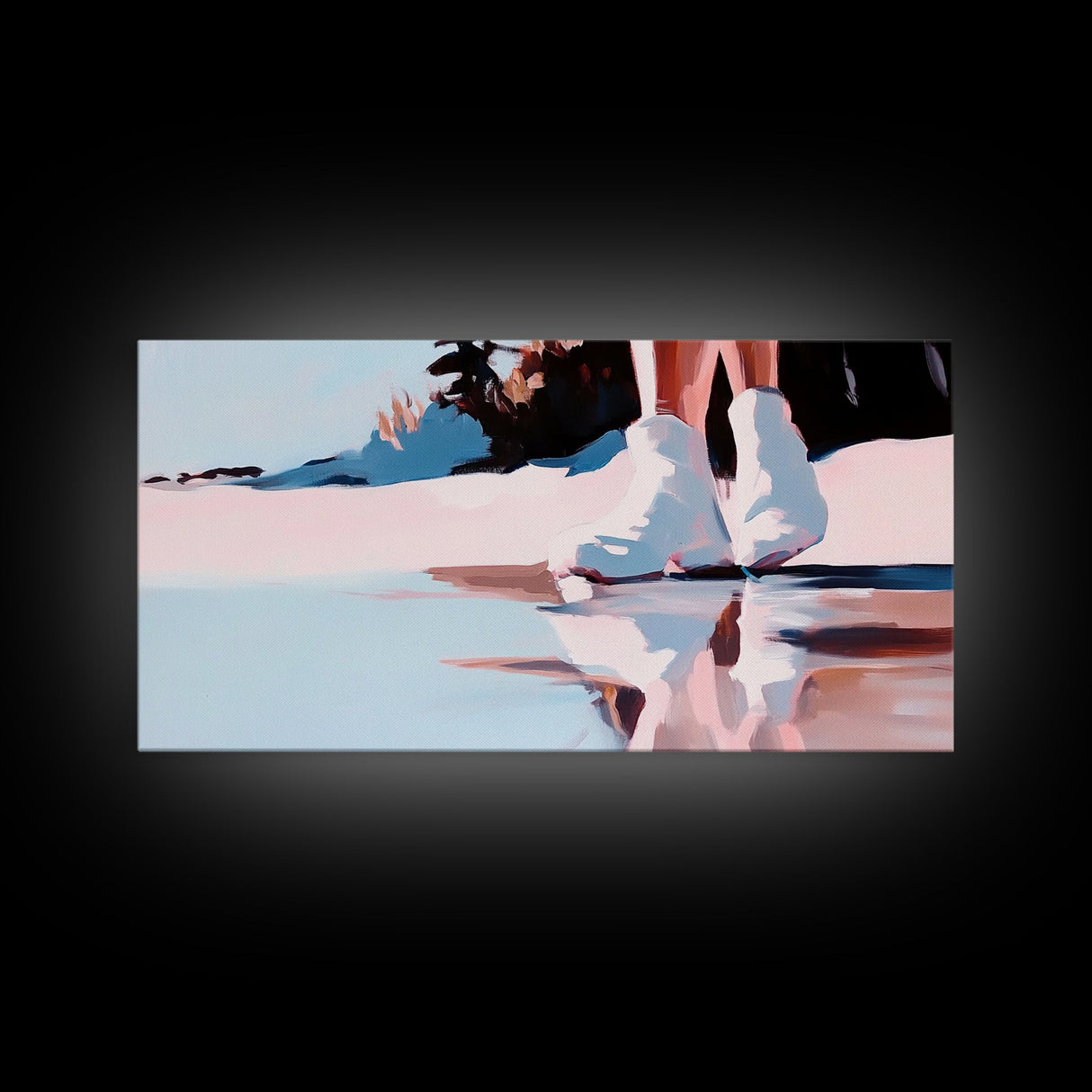 White Boots, Fashion Photography Art, Reflection Aesthetic, Minimalist Boho Print, Soft Pastel Colors, Framed Canvas Print, Bedroom Art