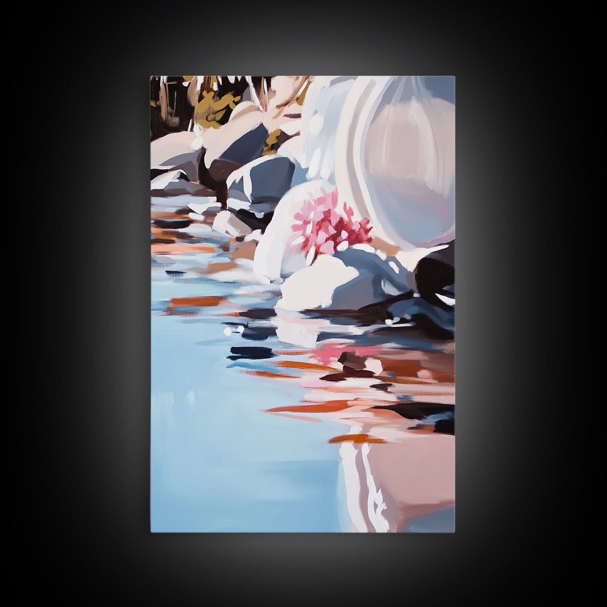 Water Reflection, Peaceful Scene, Tranquil Art, Framed Canvas Print, Calming Wall Decor, Soft Pastel Aesthetic, Nature Inspired Art