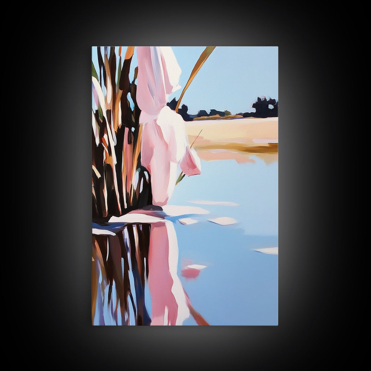 Marsh Reflection, Nature Wall Art, Serene Landscape, Boho Home Decor, Tranquil Aesthetic, Living Room Art, Canvas Print, Water Painting