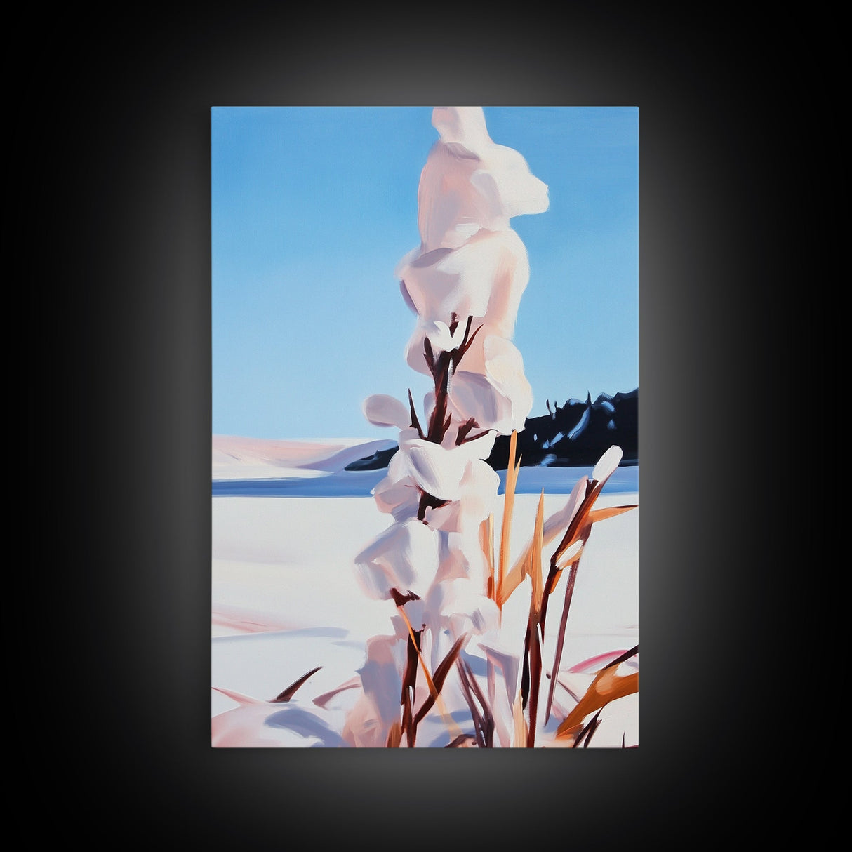 Snowy Nature, Winter Landscape, Mountain Art, Framed Canvas Print, Modern Home Decor, Serene Scenic Painting, Living Room Wall Art