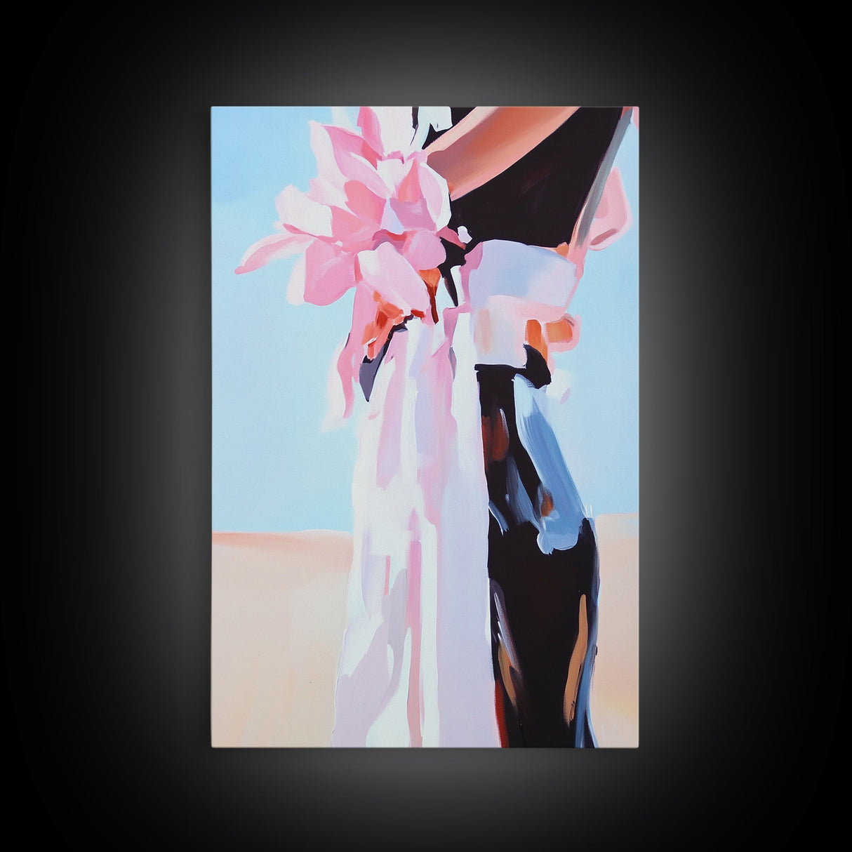 Floral Fashion, Bold Feminine Art, Chic Boho Aesthetic, Modern Home Decor, Stylish Living Room Wall Art, Framed Canvas Print
