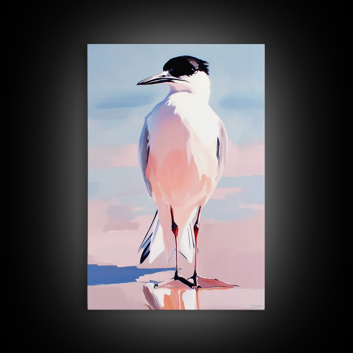 Seabird, Coastal Wildlife Art, Framed Canvas Print, Beach House Wall Decor, Nature Painting, Modern Home Aesthetic, Ocean Inspired