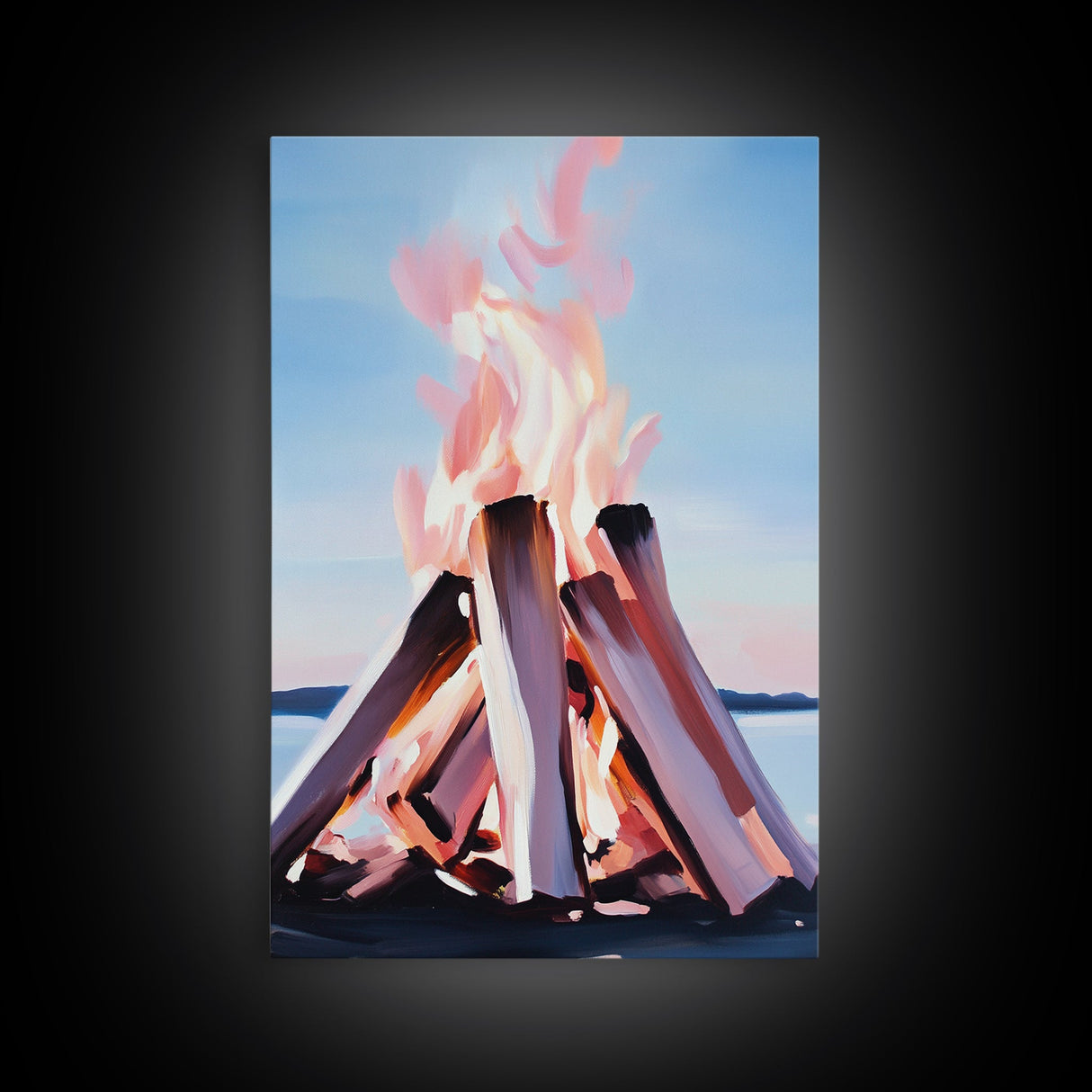 Firelight, Outdoor Glow, Evening Warmth, Canvas Print, Rustic Cabin Art, Cozy Ambiance, Living Room Decor, Autumn Vibes, Bonfire Scene