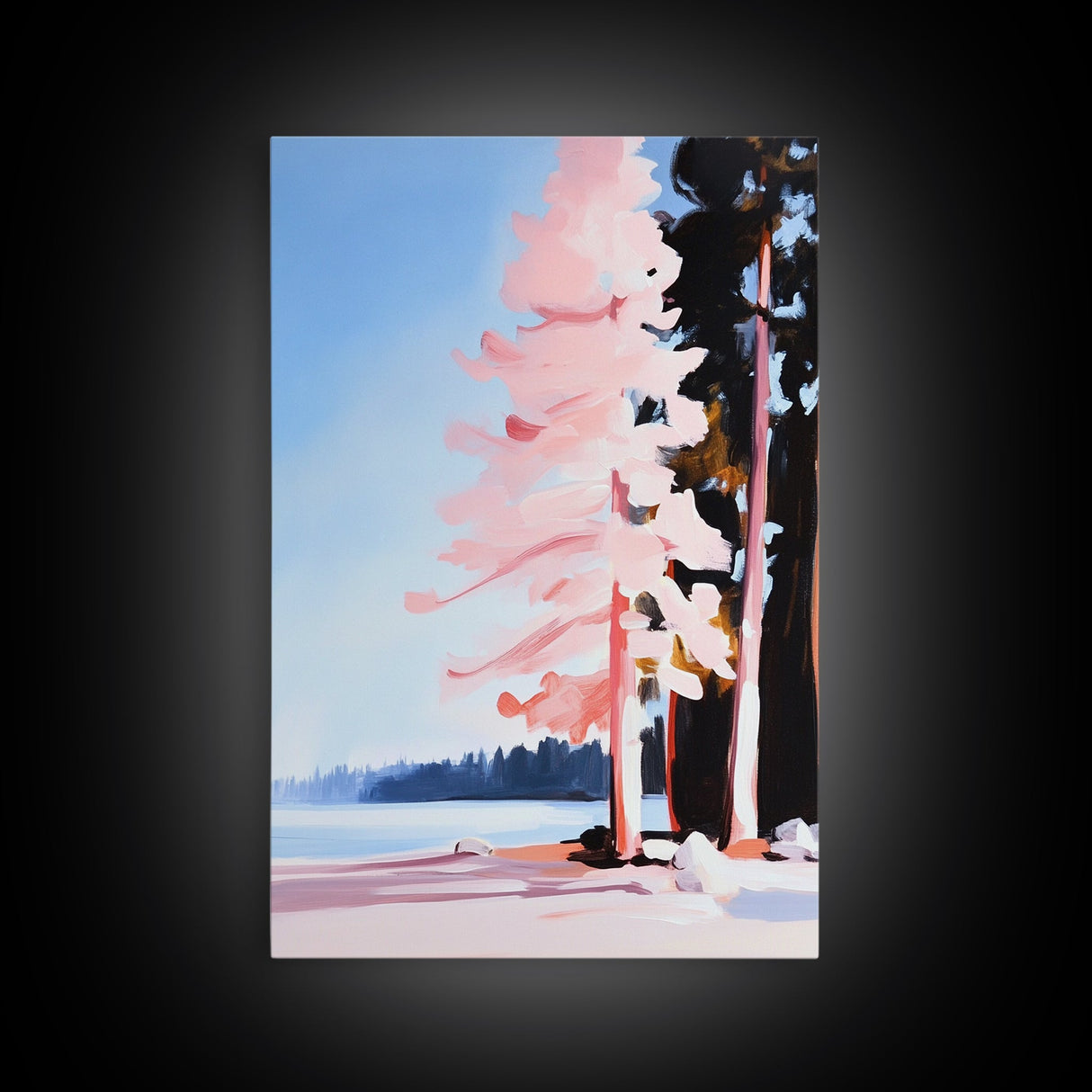 Pink Reflection, Modern Wall Art, Minimalist Decor, Aesthetic Print, Abstract Painting, Framed Canvas Print, Boho Bedroom Art, Gift