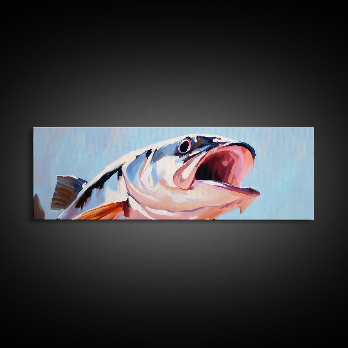 Large Mouth Bass, Fishing Art, Framed Canvas Print, Rustic Lake House Wall Art, Outdoor Enthusiast Gift, Watercolor Style Artwork