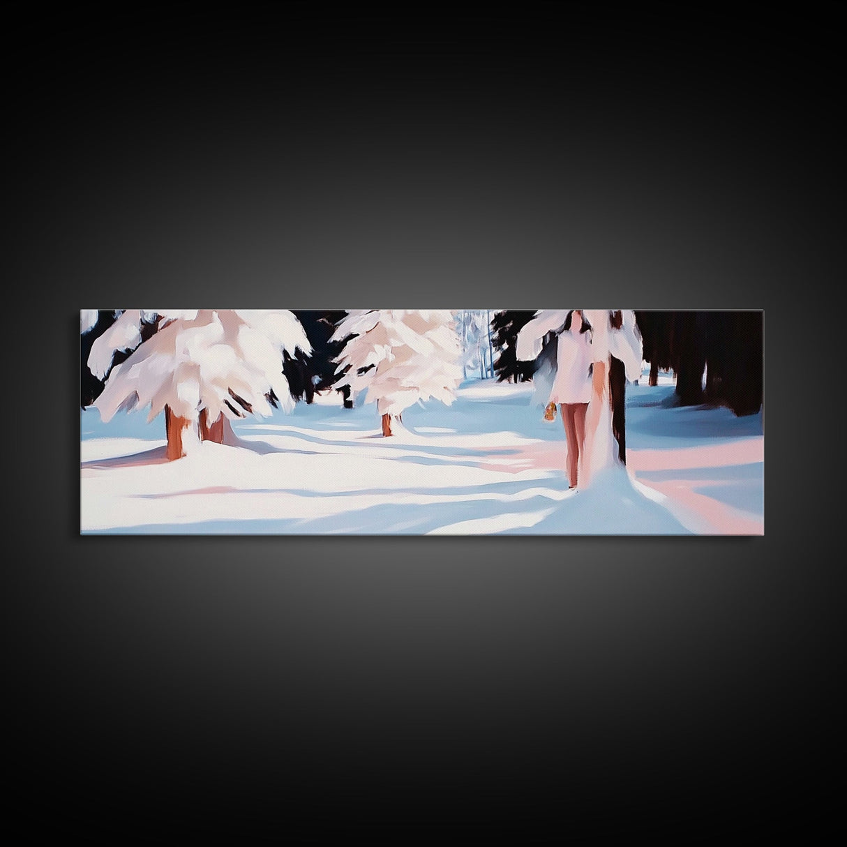 Snowy Forest, Winter Scene, Tranquil Beauty, Framed Canvas Print, Cozy Wall Art, Christmas Home Decor, Minimalist Winter Artwork