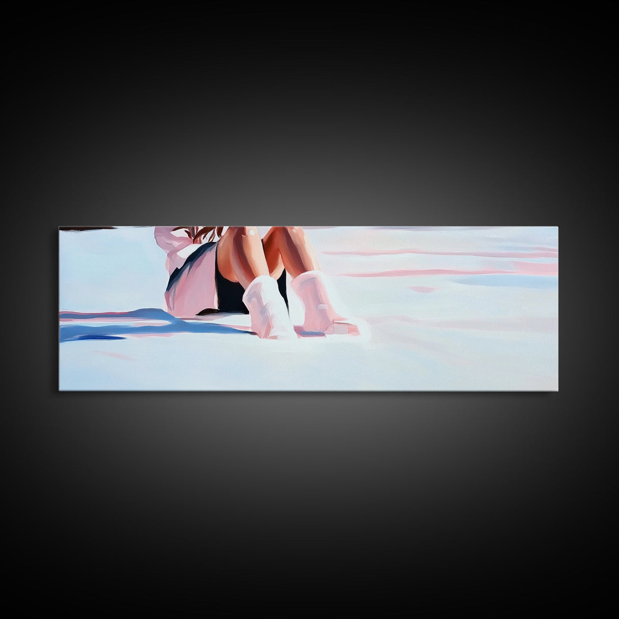 Cozy Winter, Snowy Landscape, Feminine Winter Decor, Soft Pastel Art, Scandinavian Minimalist, Bedroom Aesthetic, Canvas Print