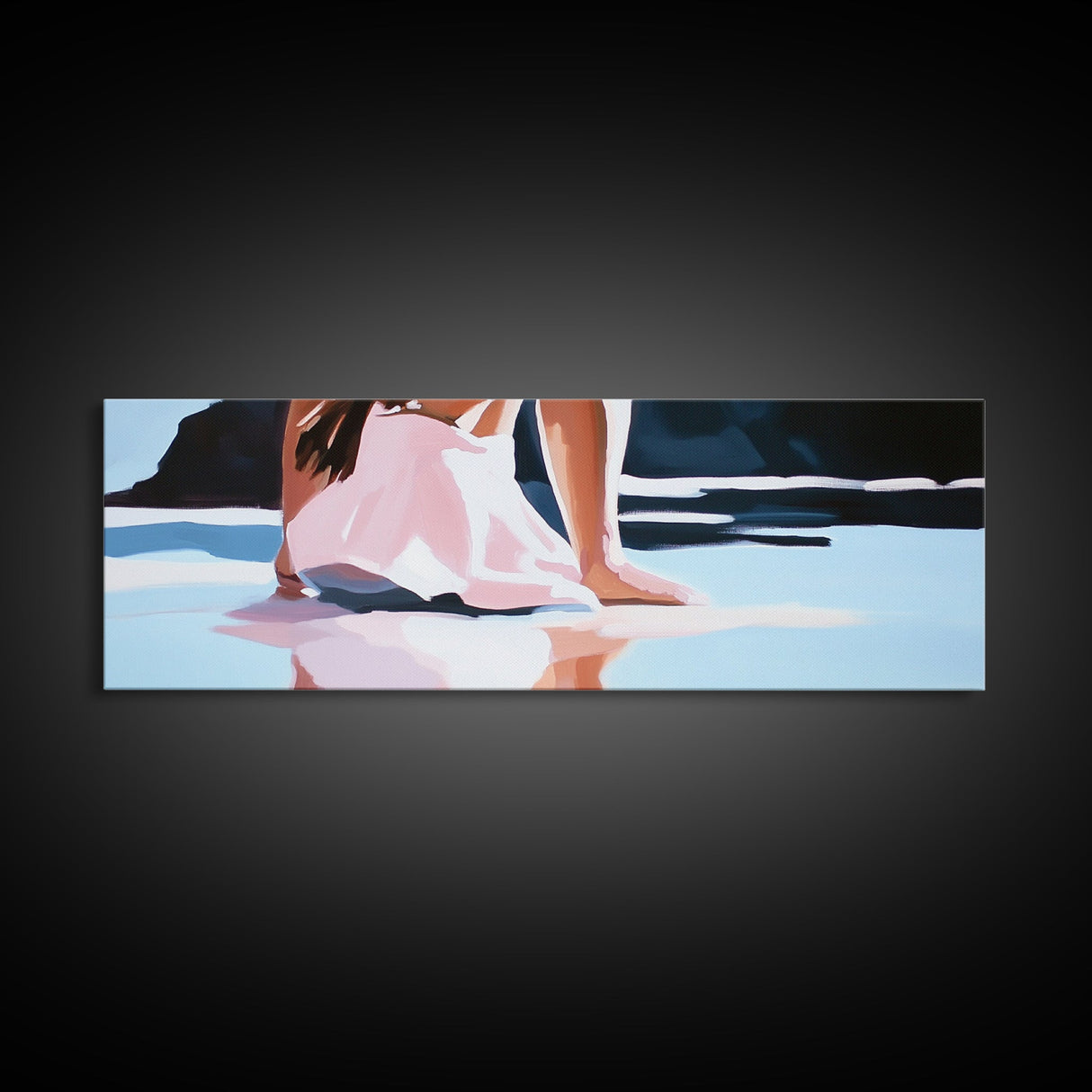 Reflections, Beach Walk, Minimalist Art, Framed Canvas Print, Modern Wall Art, Relaxing Decor, Contemporary Home, Living Room Artwork