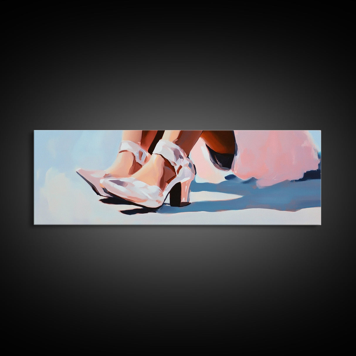 Heels, Fashion Art, Elegant Winter, Canvas Print, Feminine Aesthetic, Stylish Wall Art, Pastel Decor, Modern Bedroom Art